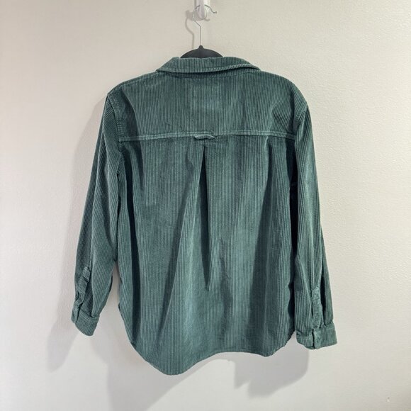 American Eagle Shirt Womens S Corduroy Pine Green Button Front Pockets Cotton - Picture 7 of 12